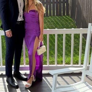 Amanda uprichard worn once magenta purple maxi dress with slit small & 100% silk